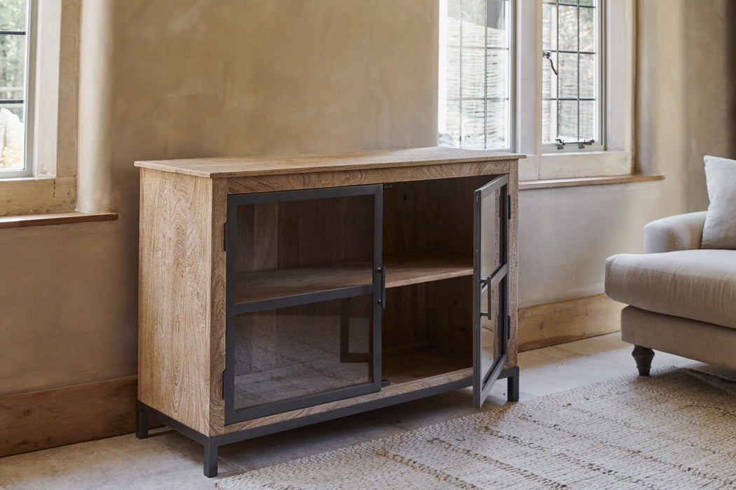 Nirvi Mango Wood Iron Sideboard Black