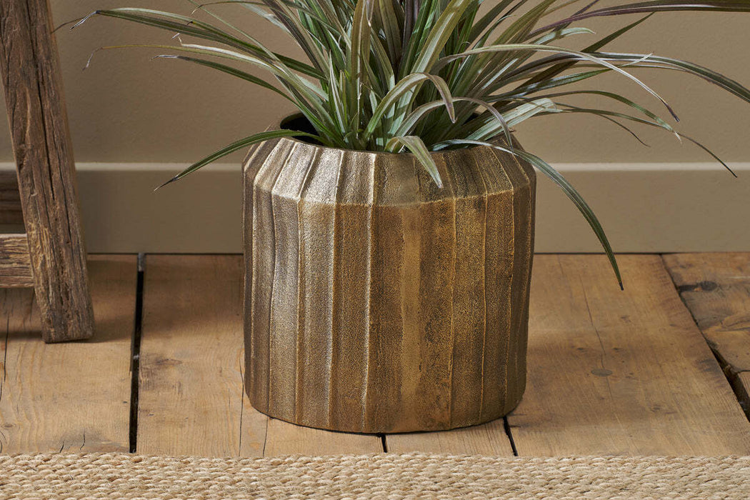 Nabara Cast Aluminium Planter Antique Brass