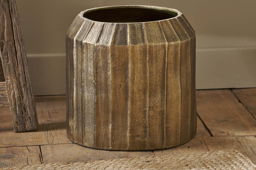 Nabara Cast Aluminium Planter Antique Brass