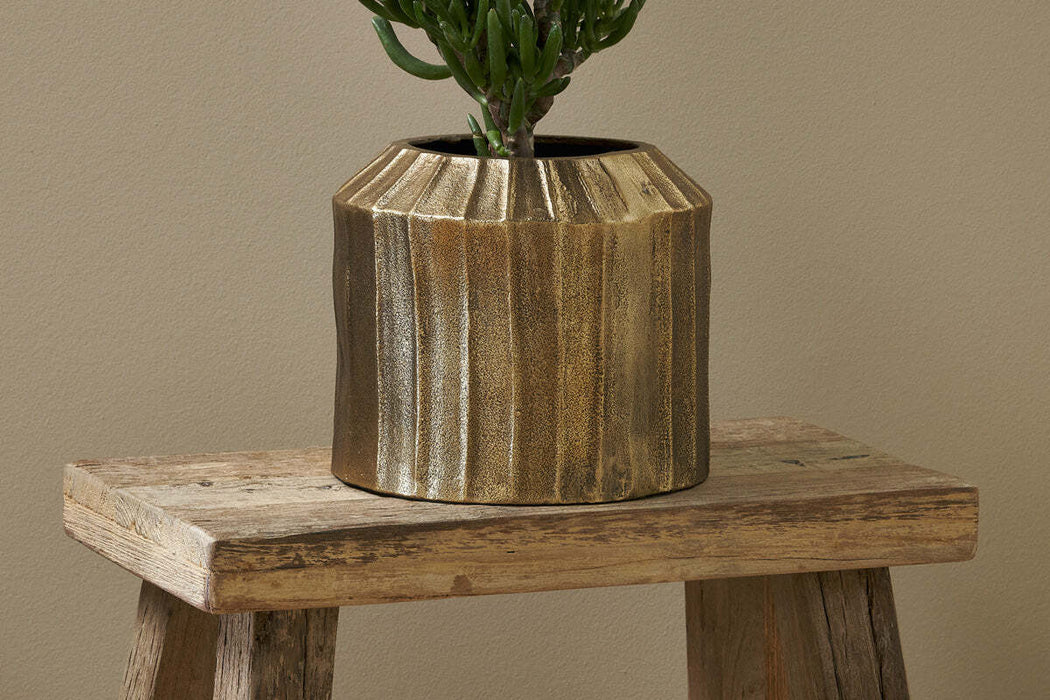 Nabara Cast Aluminium Planter Antique Brass