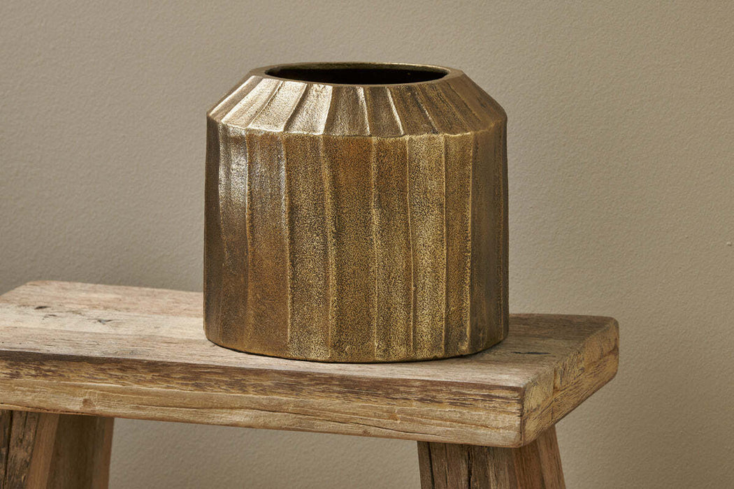 Nabara Cast Aluminium Planter Antique Brass