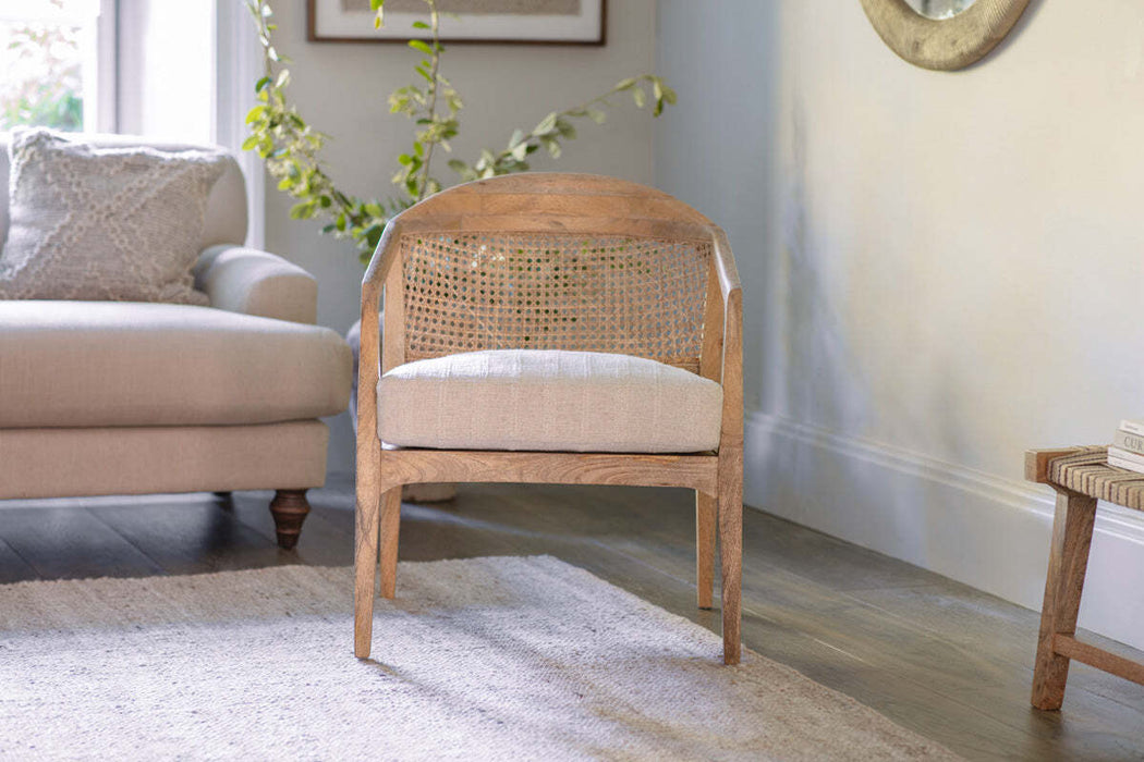 Nabhi Mango Wood Cane Occasional Chair Natural