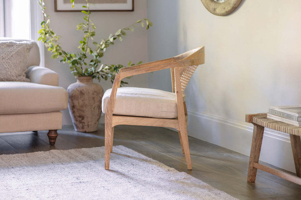 Nabhi Mango Wood Cane Occasional Chair Natural