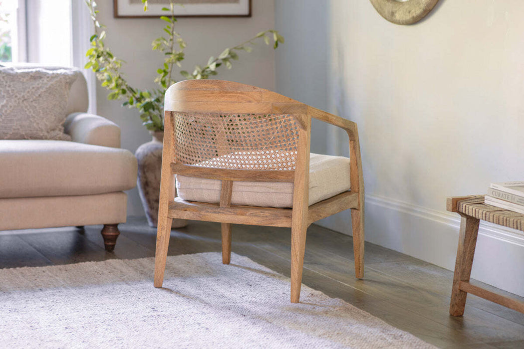 Nabhi Mango Wood Cane Occasional Chair Natural