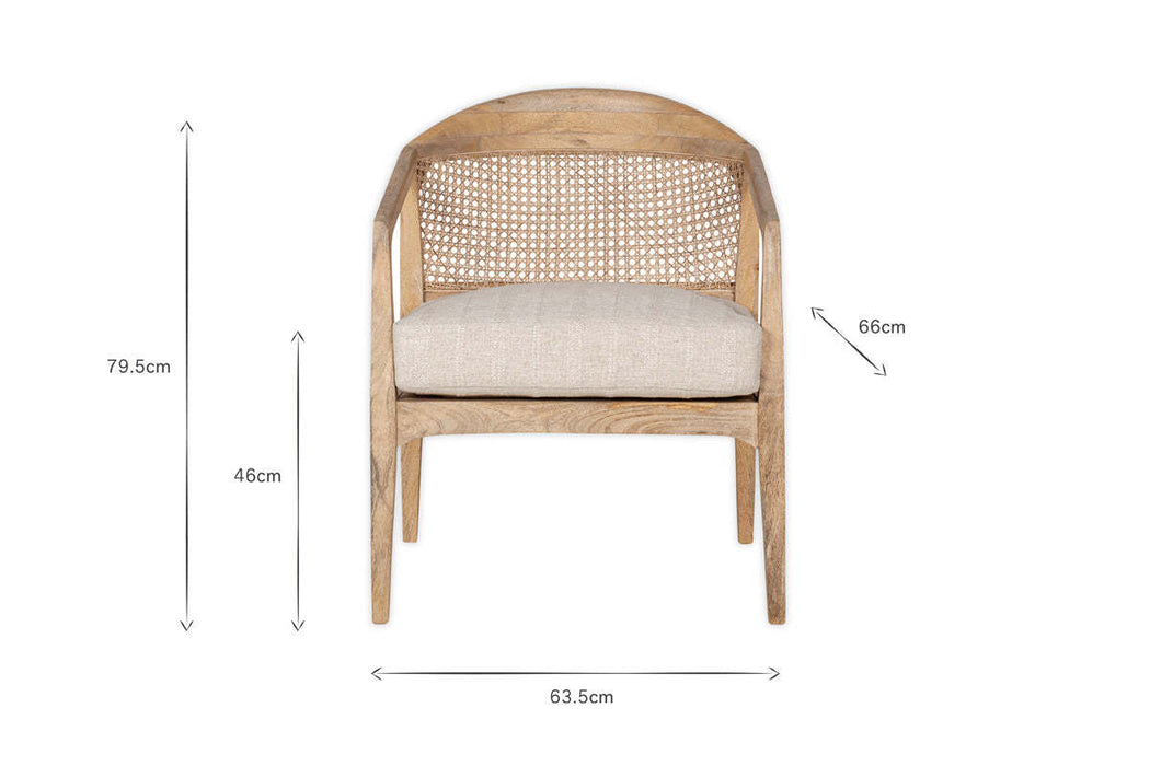 Nabhi Mango Wood & Cane Occasional Chair - Natural