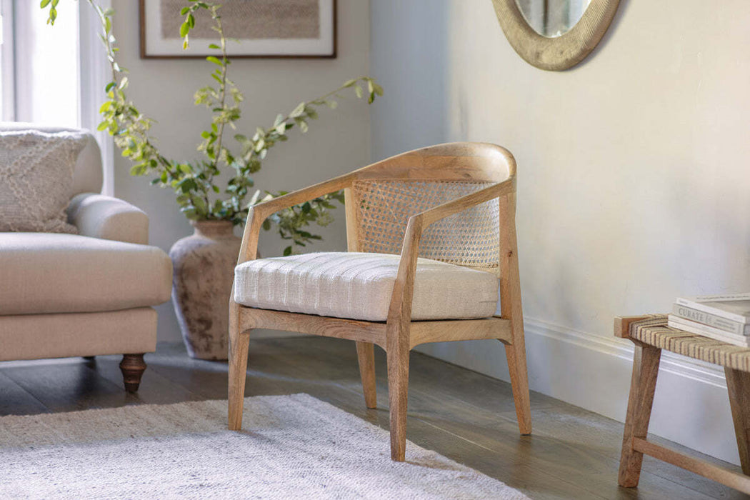 Nabhi Mango Wood Cane Occasional Chair Natural