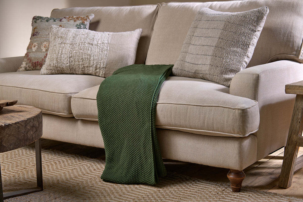 Nahan Moss Stitch Cotton Throw Forest Green