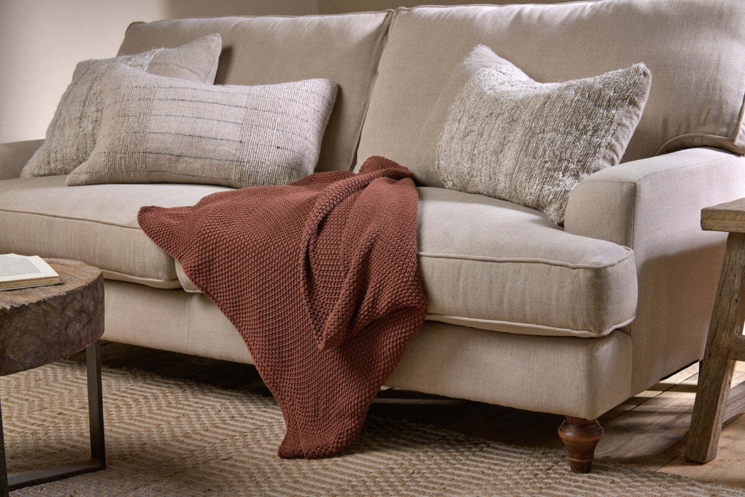 Nahan Moss Stitch Cotton Throw Rust