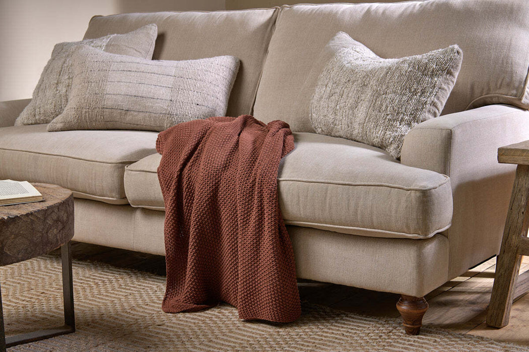 Nahan Moss Stitch Cotton Throw Rust