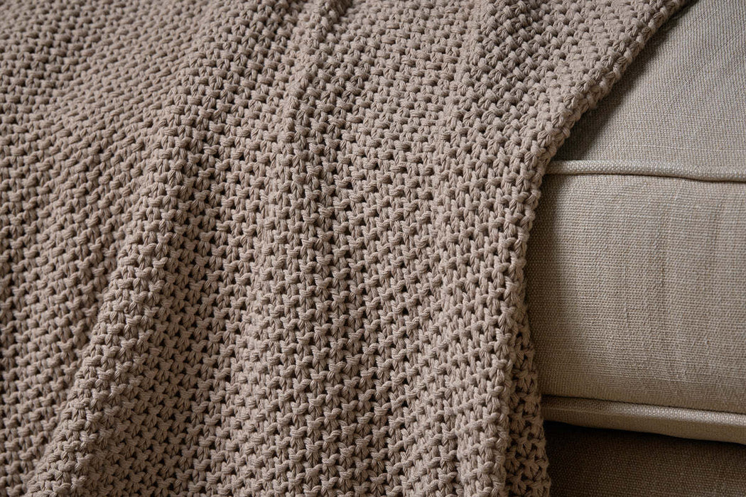 Nahan Moss Stitch Cotton Throw Stone