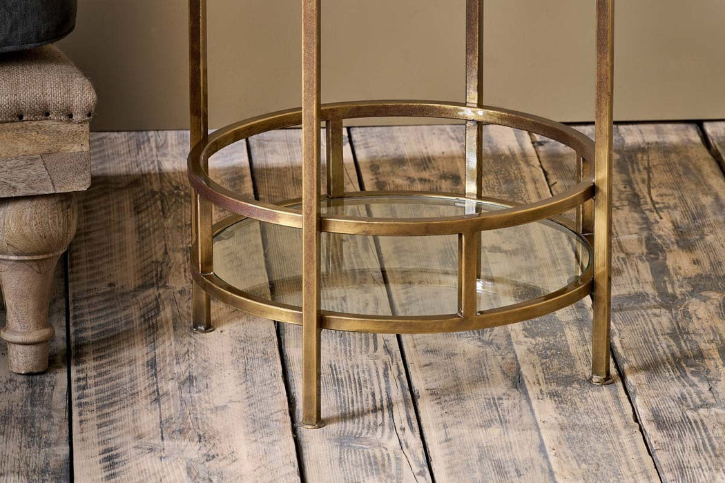 Nakuru Iron Glass Drinks Table Brass