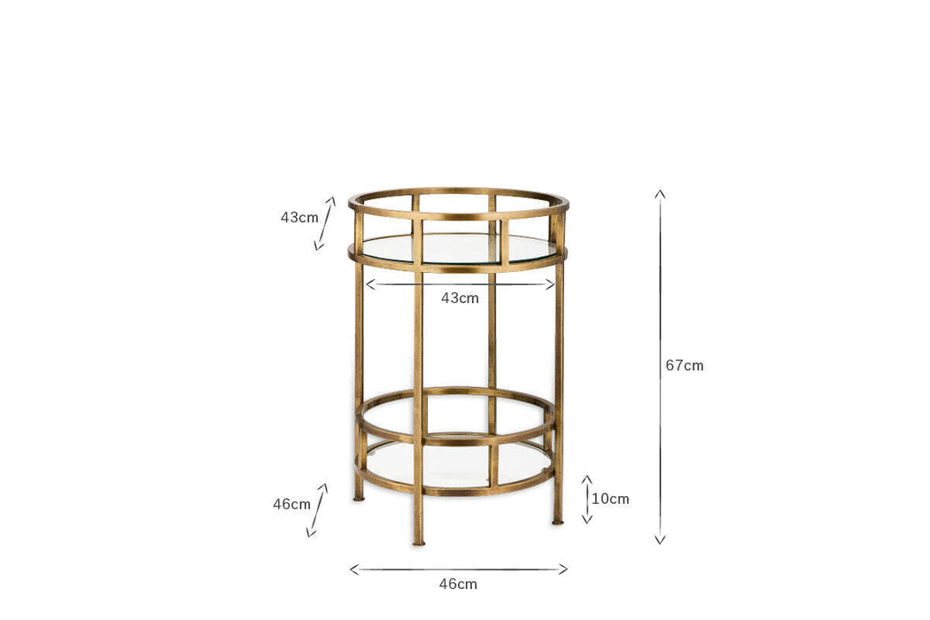 Nakuru Iron Glass Drinks Table Brass