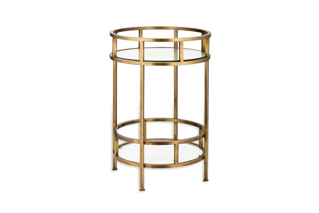 Nakuru Iron Glass Drinks Table Brass