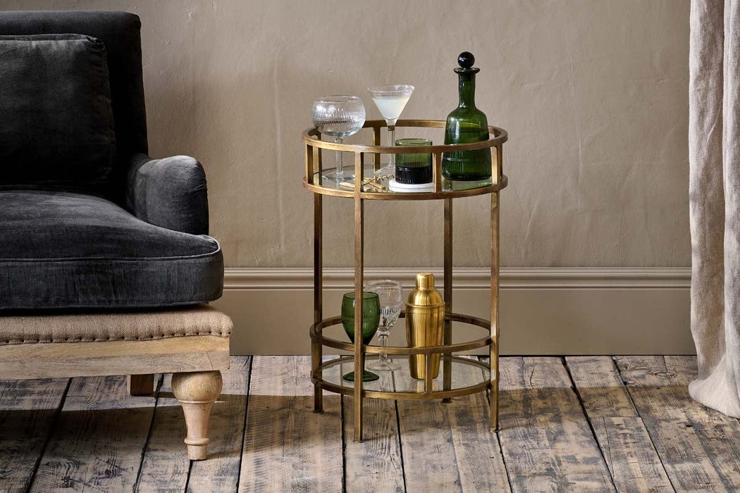 Nakuru Iron Glass Drinks Table Brass