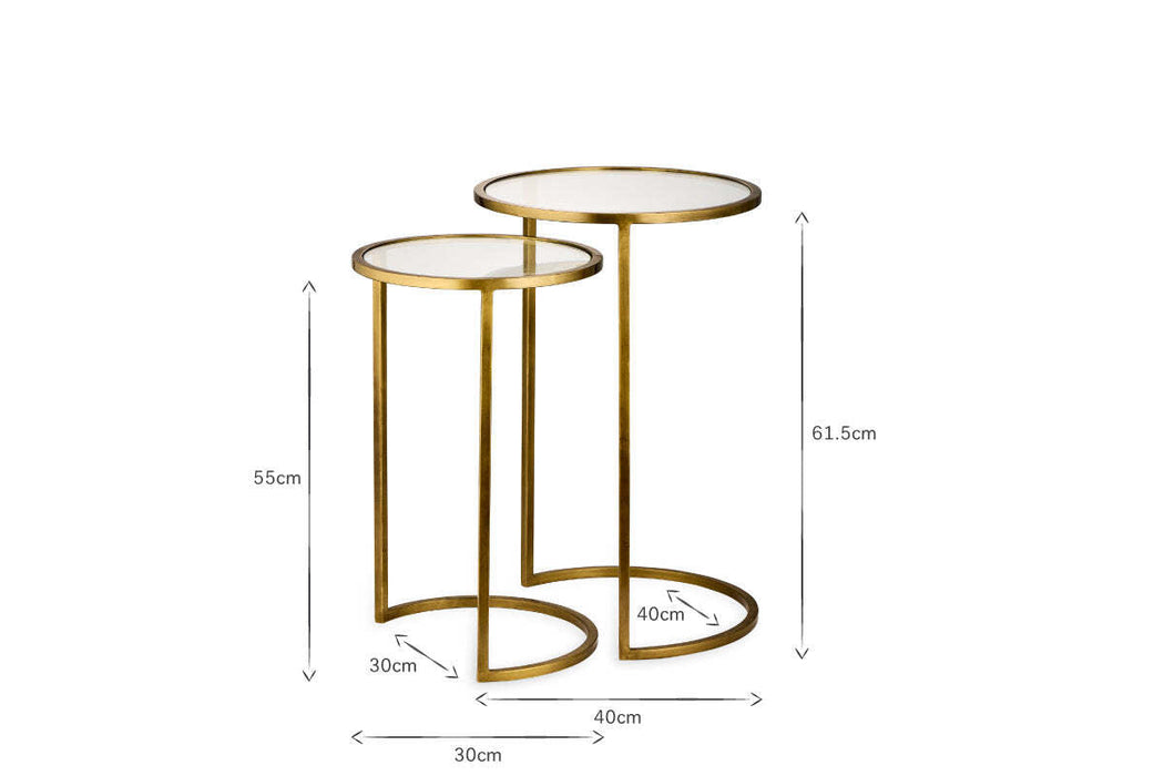Nakuru Iron Glass Side Table Set Brass