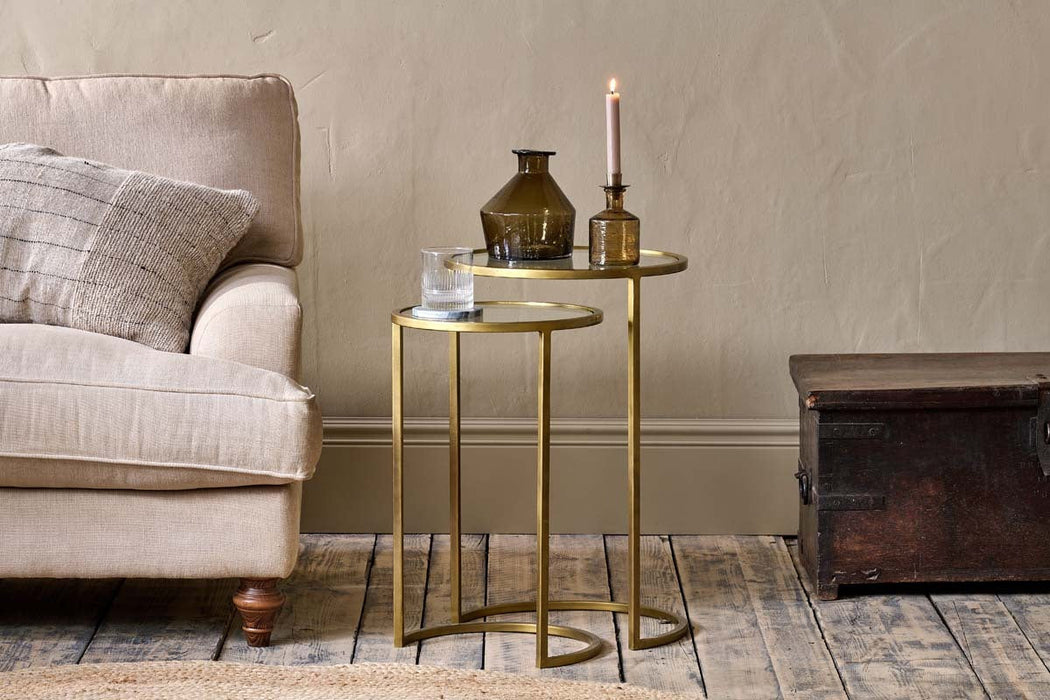 Nakuru Iron Glass Side Table Set Brass