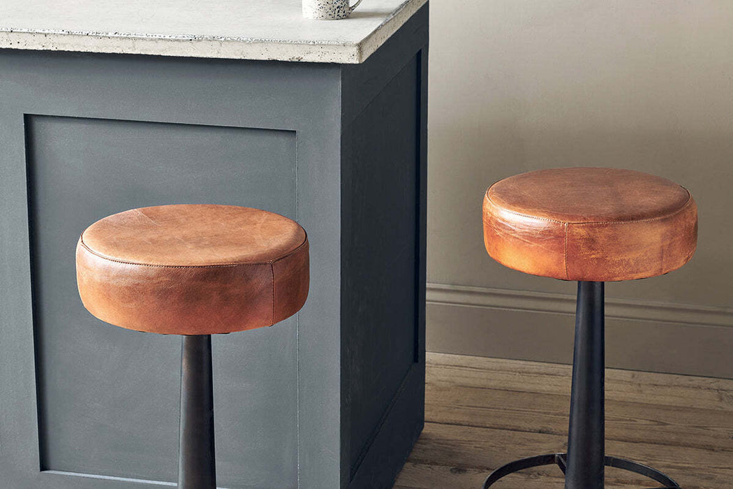 Narwana Leather Round Stool