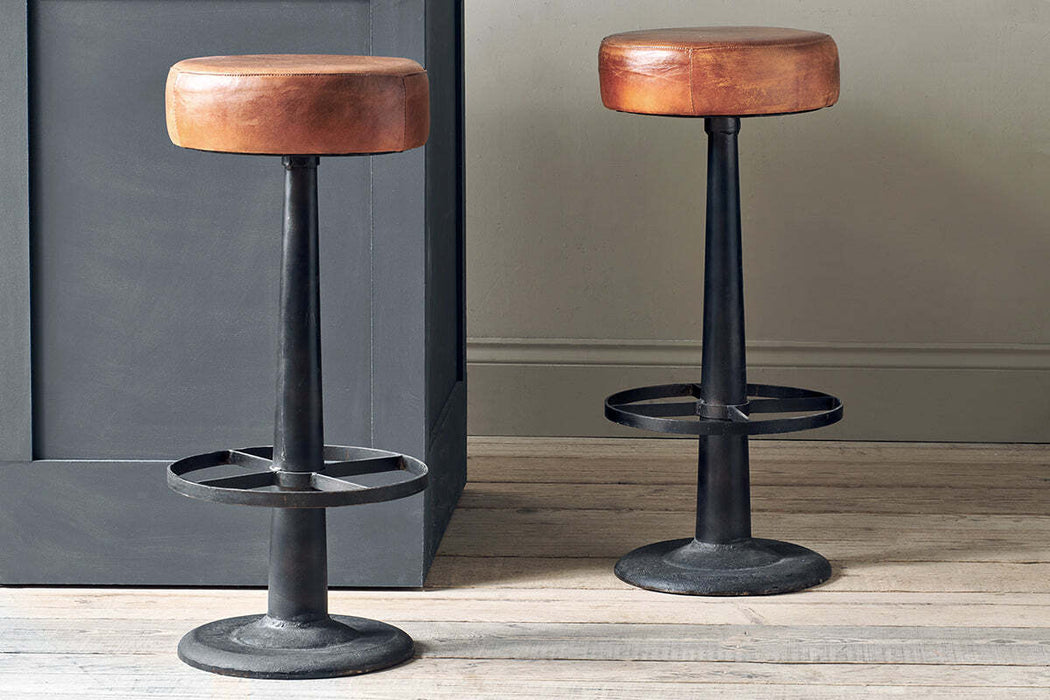 Narwana Leather Round Stool