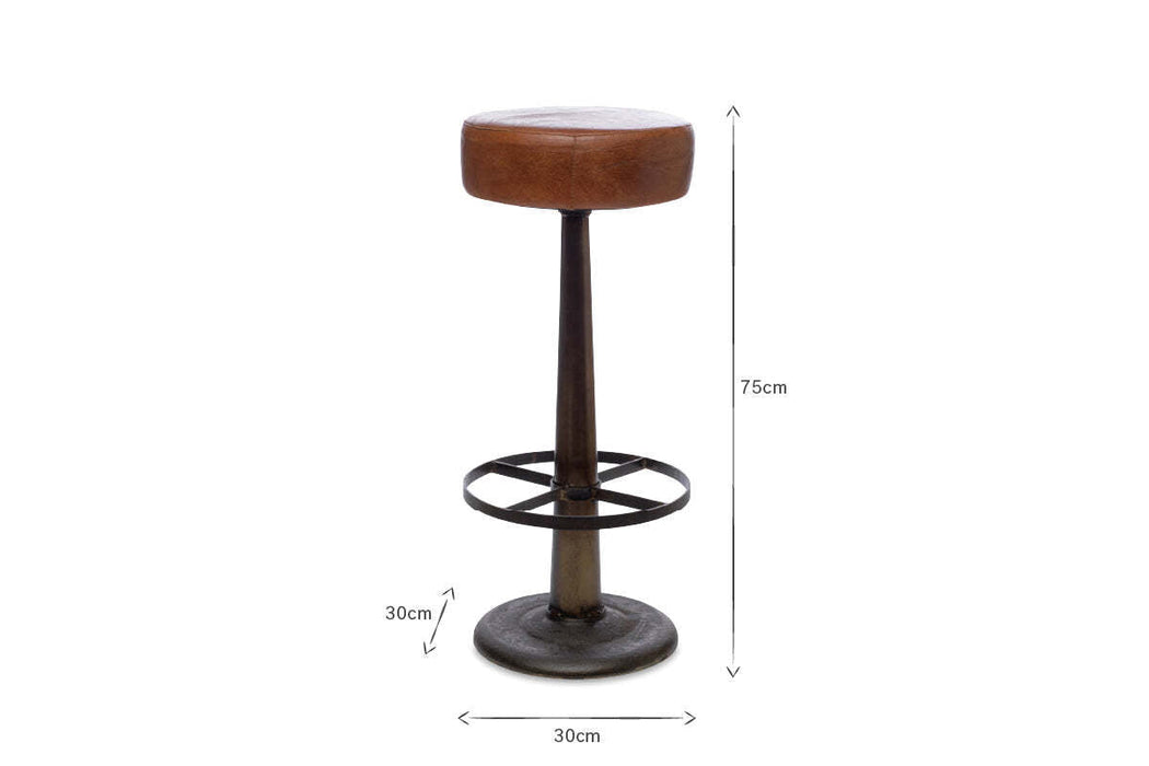 Narwana Leather Round Stool