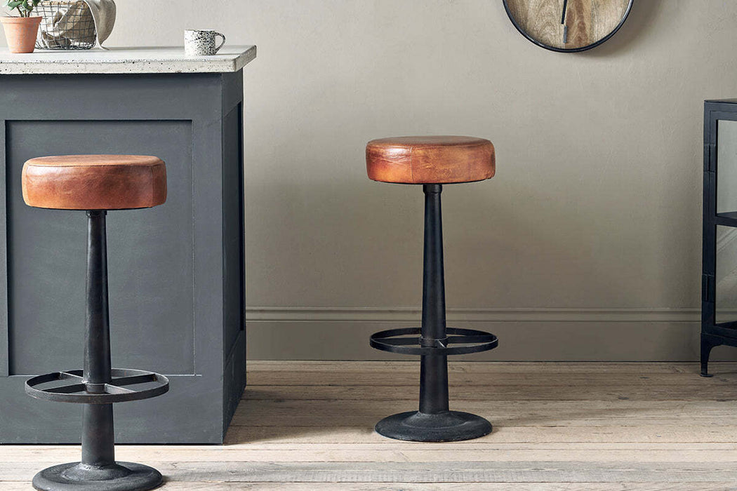 Narwana Leather Round Stool