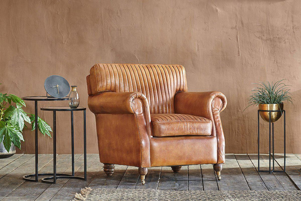 Narwana Ribbed Leather Armchair