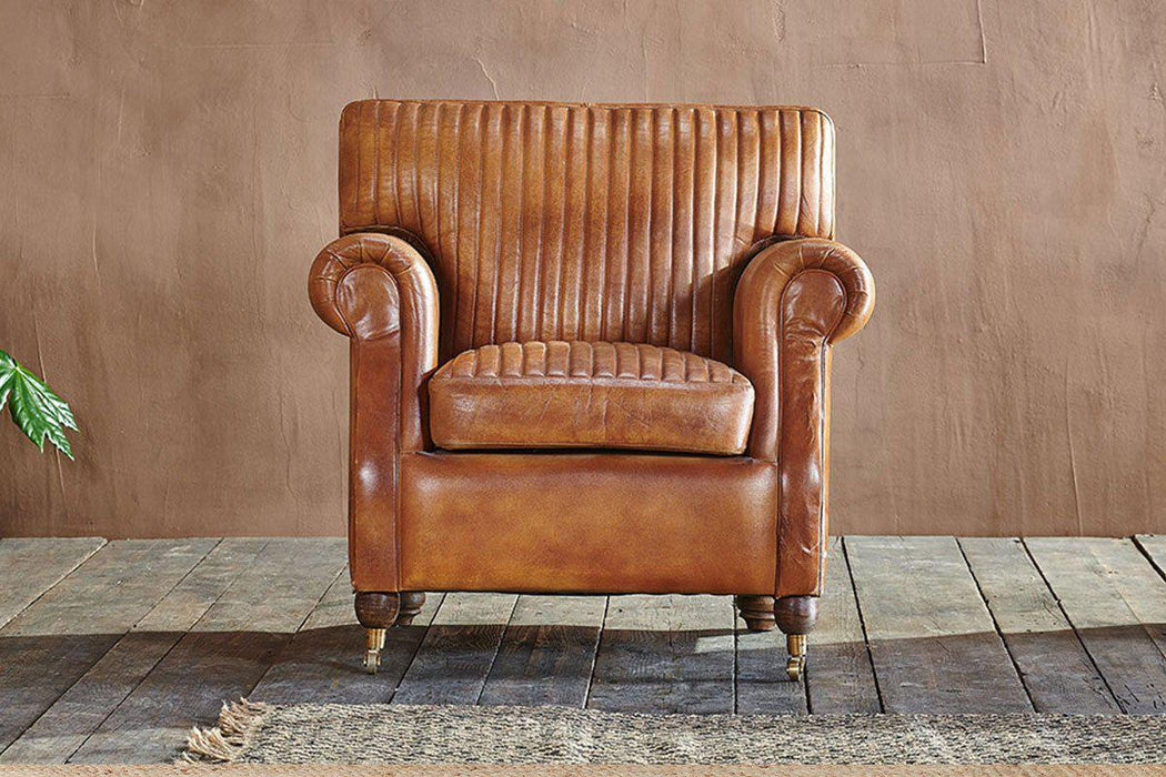 Narwana Ribbed Leather Armchair