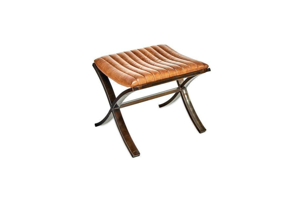 Narwana Ribbed Leather Footstool