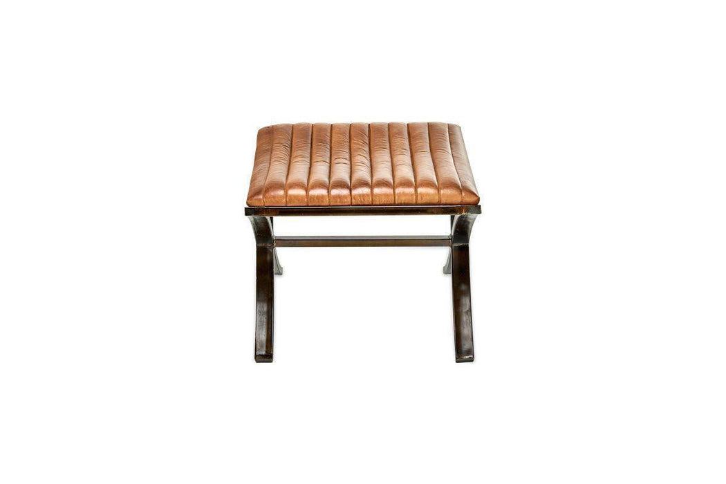 Narwana Ribbed Leather Footstool