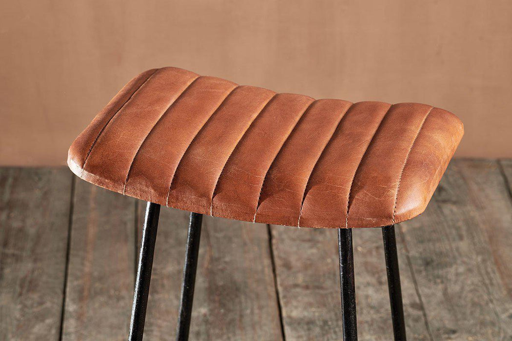Narwana Ribbed Leather Stool