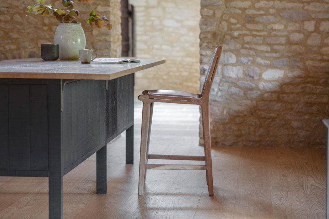 Nayan Leather Jute Counter Chair Tan