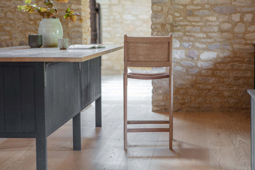 Nayan Leather Jute Counter Chair Tan