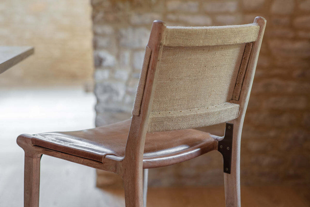 Nayan Leather Jute Counter Chair Tan