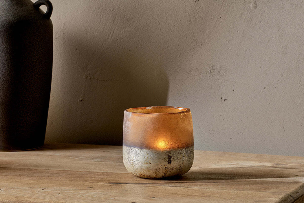 Ngolo Tealight Holder Antiqued Amber