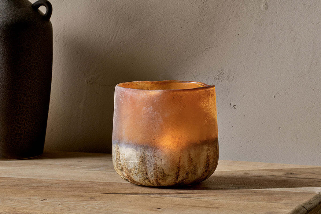 Ngolo Tealight Holder Antiqued Amber