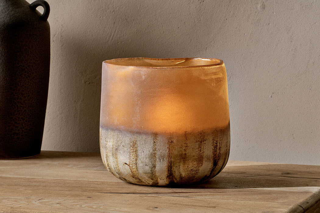 Ngolo Tealight Holder Antiqued Amber