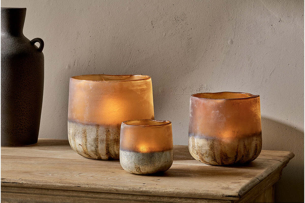 Ngolo Tealight Holder Antiqued Amber
