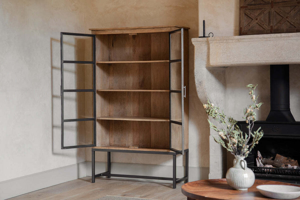 Nirvi Wood Iron Cabinet Black