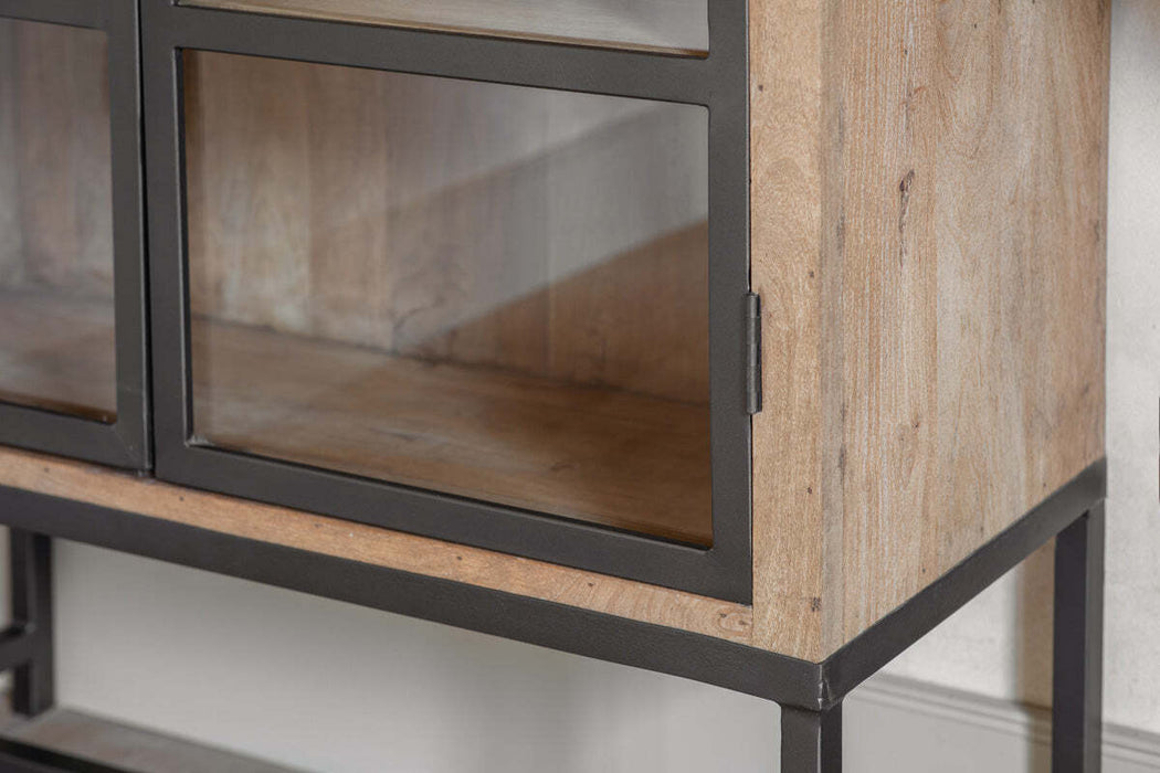 Nirvi Wood Iron Cabinet Black