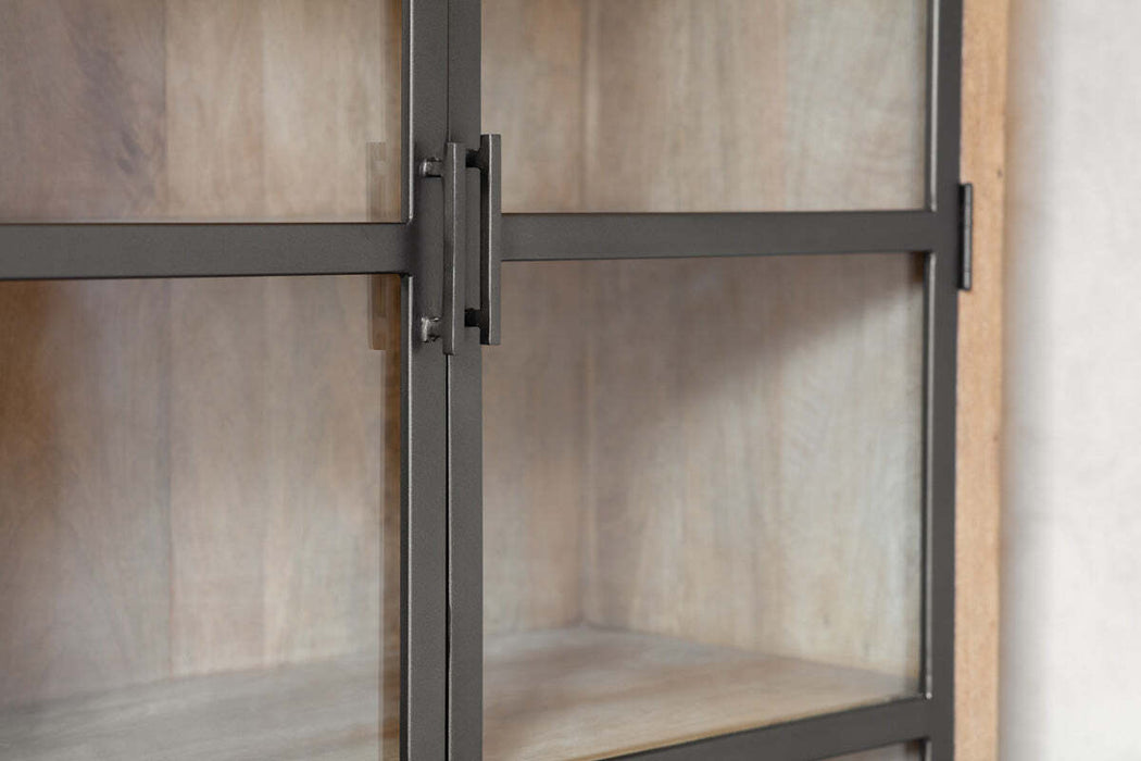 Nirvi Wood Iron Cabinet Black