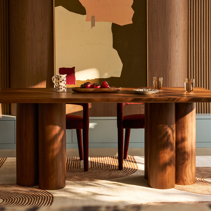 Noelle 6 Seat Rectangle Wooden Dining Table Walnut