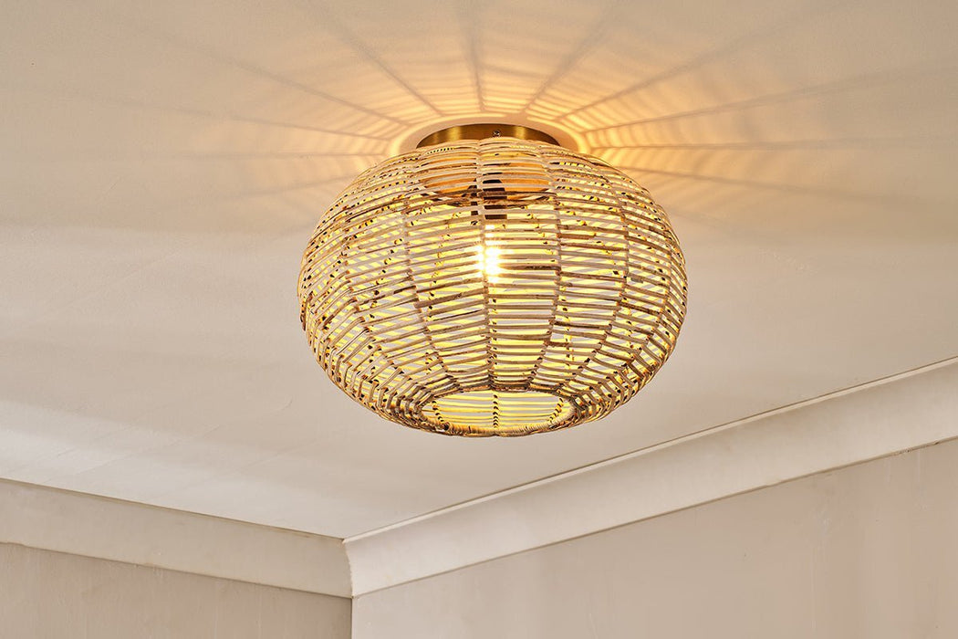 Noko Rattan Flush Ceiling Light