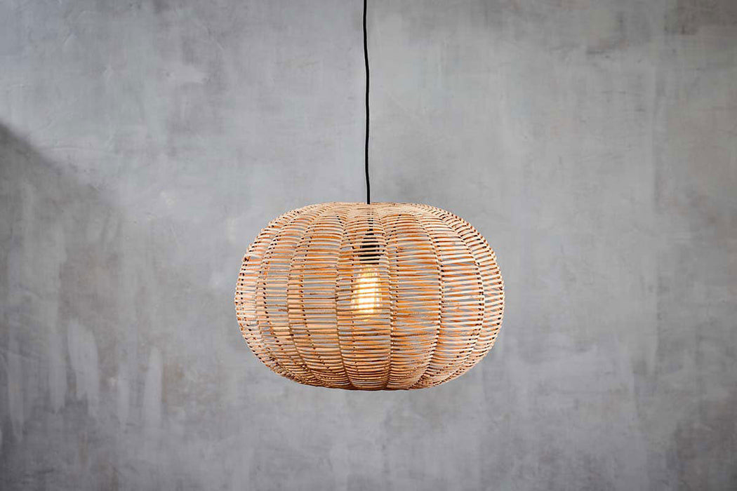 Noko Wicker Round Pendant Natural Small