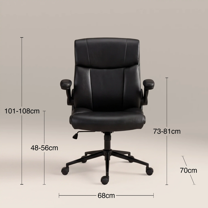 Adra Office Chair Vintage Black Faux Leather & Black