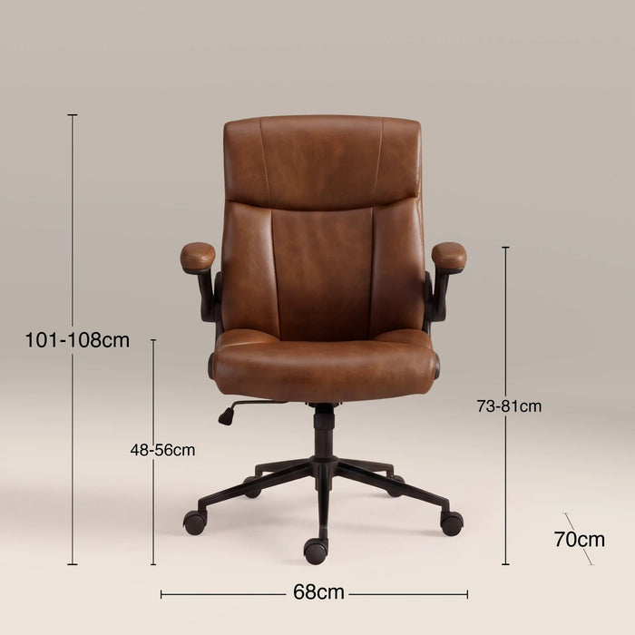 Adra Office Chair Vintage Tan Faux Leather & Black