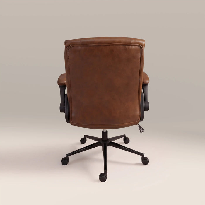 Adra Office Chair Vintage Tan Faux Leather & Black