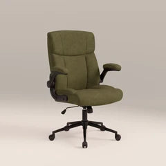 Adra Office Chair | Moss Green Sustainable Mohair Velvet & Black