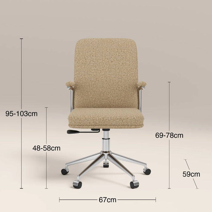 Elara Office Chair Speckled Latte Boucle & Chrome