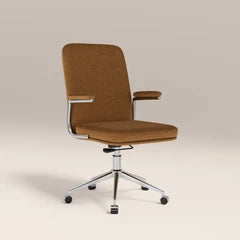 Elara Office Chair | Caramel Brown Sustainable Mohair Velvet & Chrome