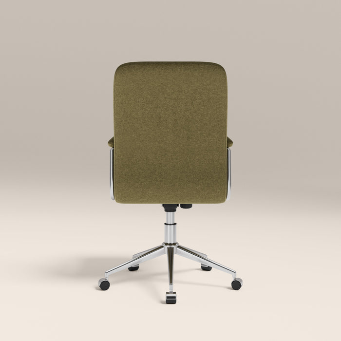 Elara Office Chair Moss Green Sustainable Mohair Velvet & Chrome