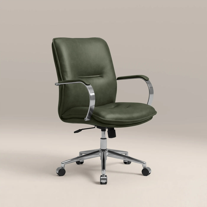 Flynn Office Chair Vintage Green Faux Leather & Chrome